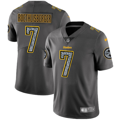 Nike Steelers #7 Ben Roethlisberger Gray Static Men's Stitched NFL Vapor Untouchable Limited Jersey - Click Image to Close